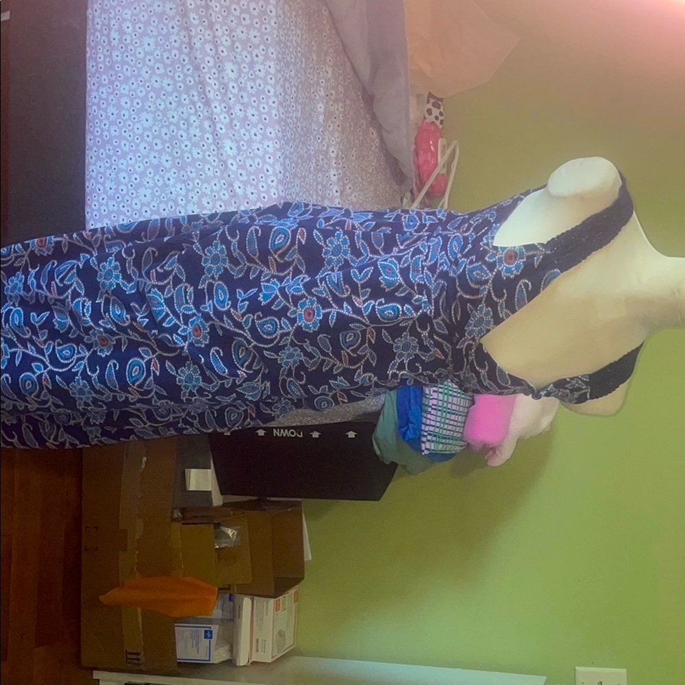 Navy Blue Floral Jumpsuit with Relaxed Fit